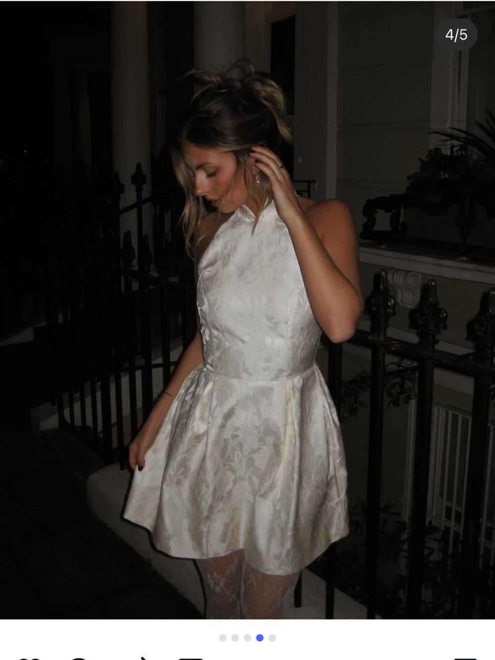Club L London Cream Jacquard Halter Mini Dress
